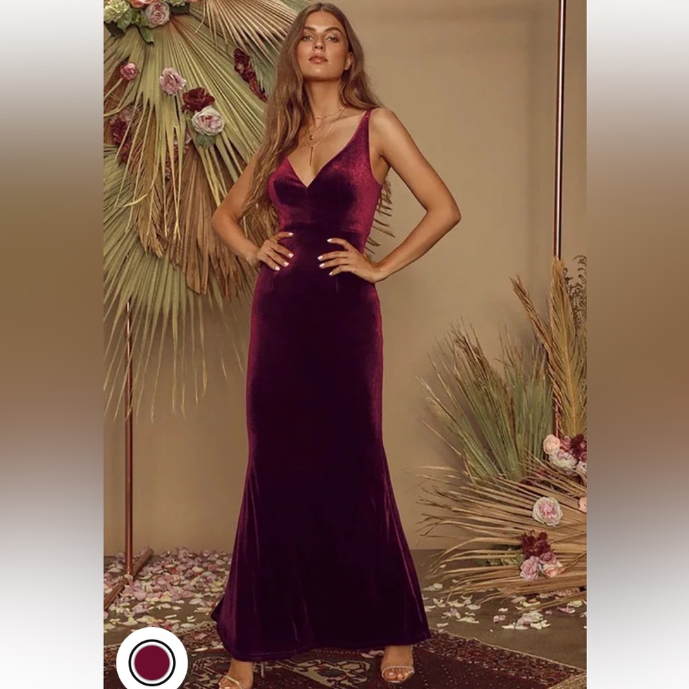Maliya Plum Purple Velvet Mermaid Maxi Dress